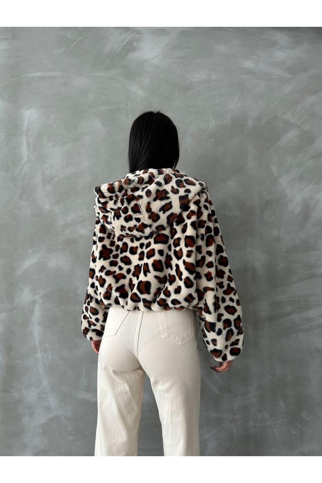 Leopar Bskılı Pejuş Mont | F1654 - CAMEL LEOPAR