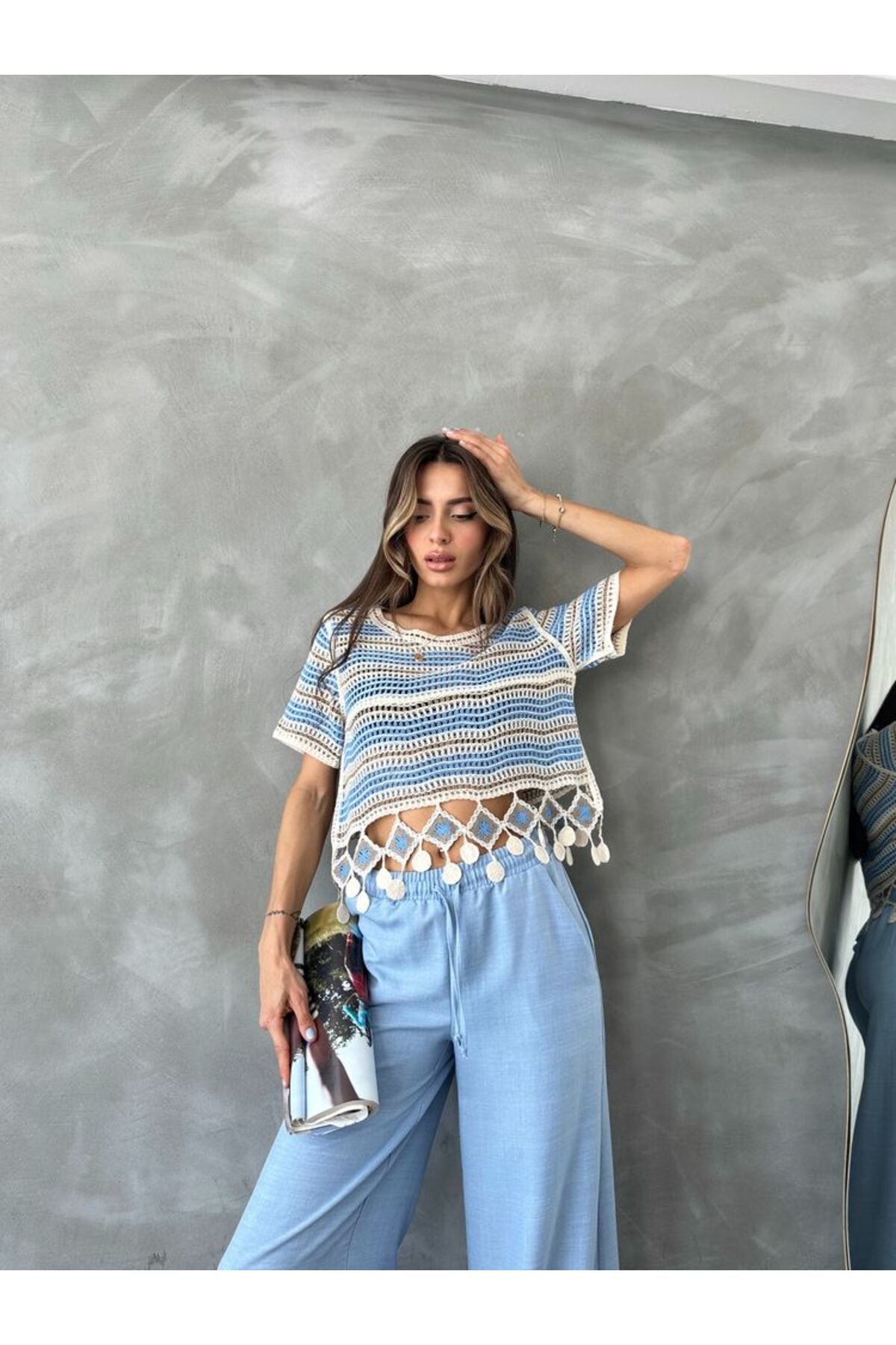 Fileli Altı Ponponlu Bluz | D0002