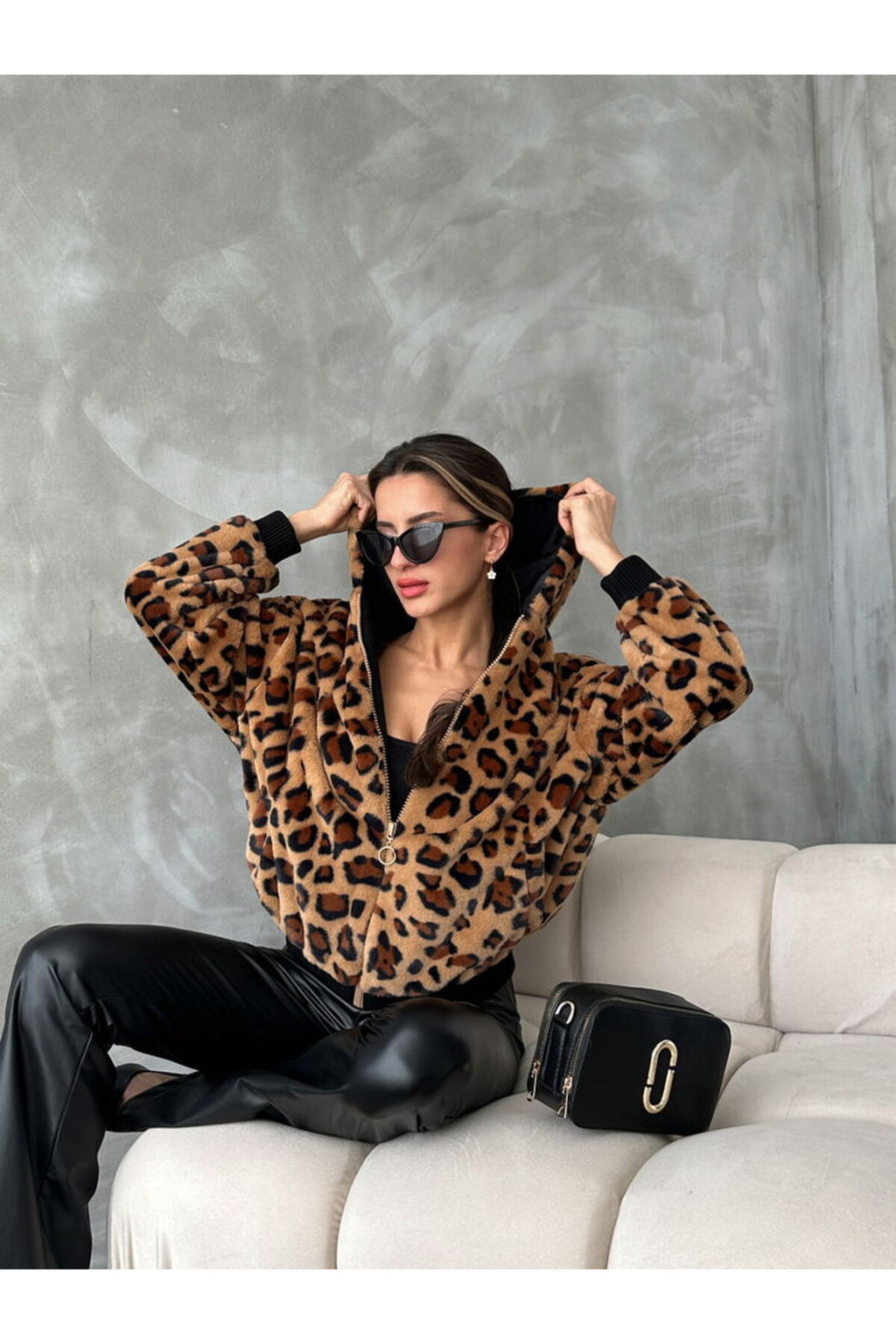 Bakılı Peluj Mont | F1650 - TABA ZEBRA