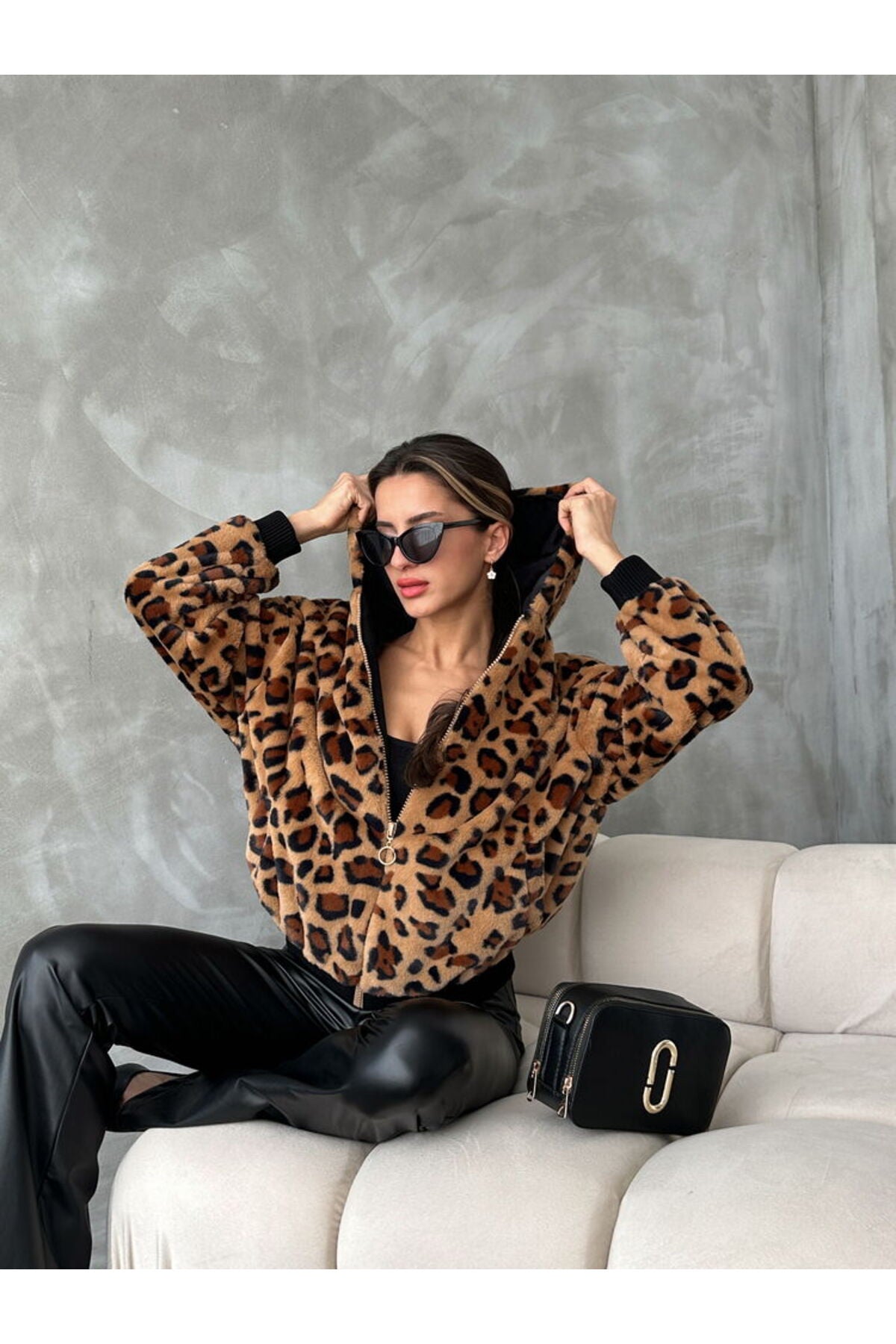 Bakılı Peluj Mont | F1650 - TABA ZEBRA