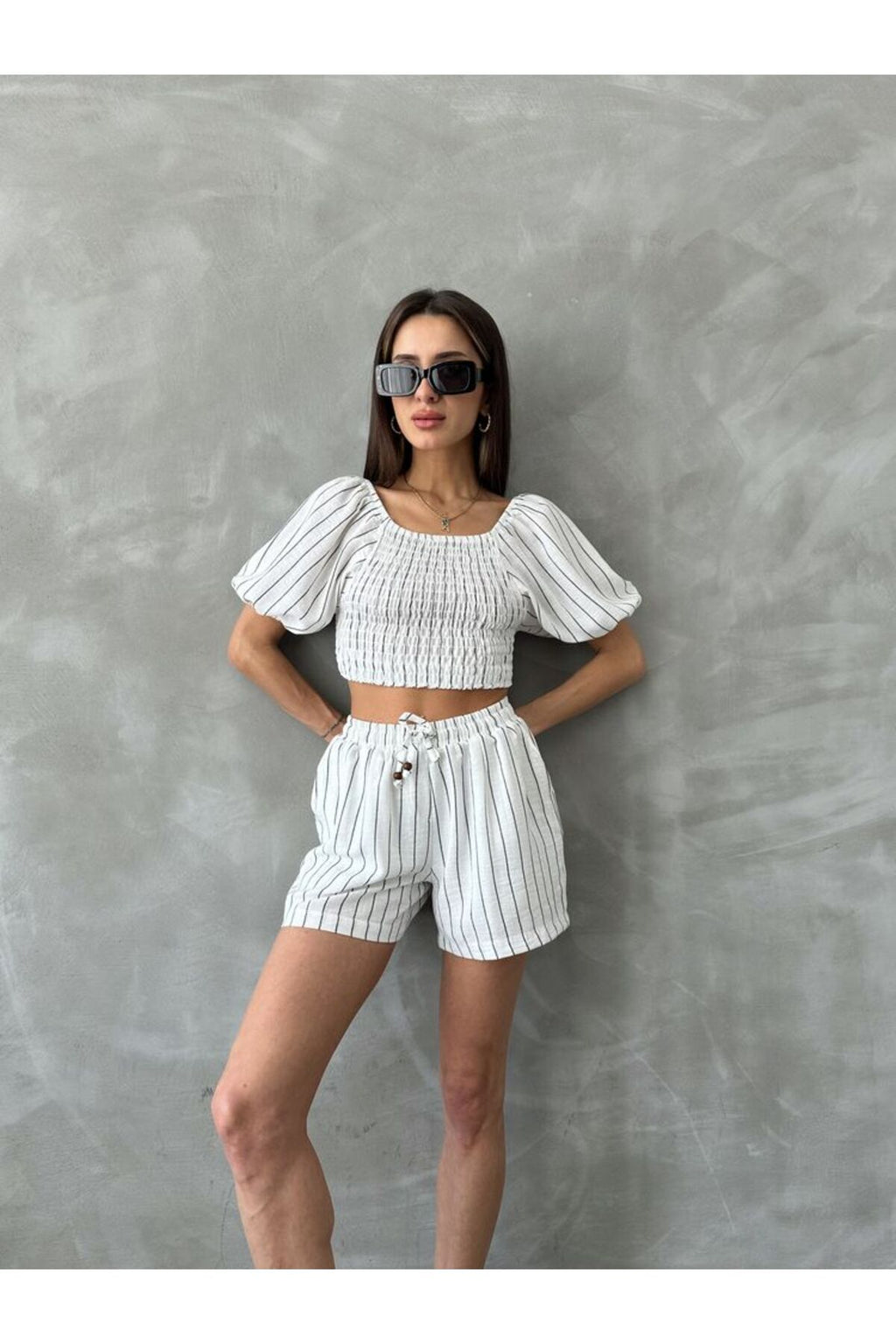 Çizgili Gipeli Bluz | D2676