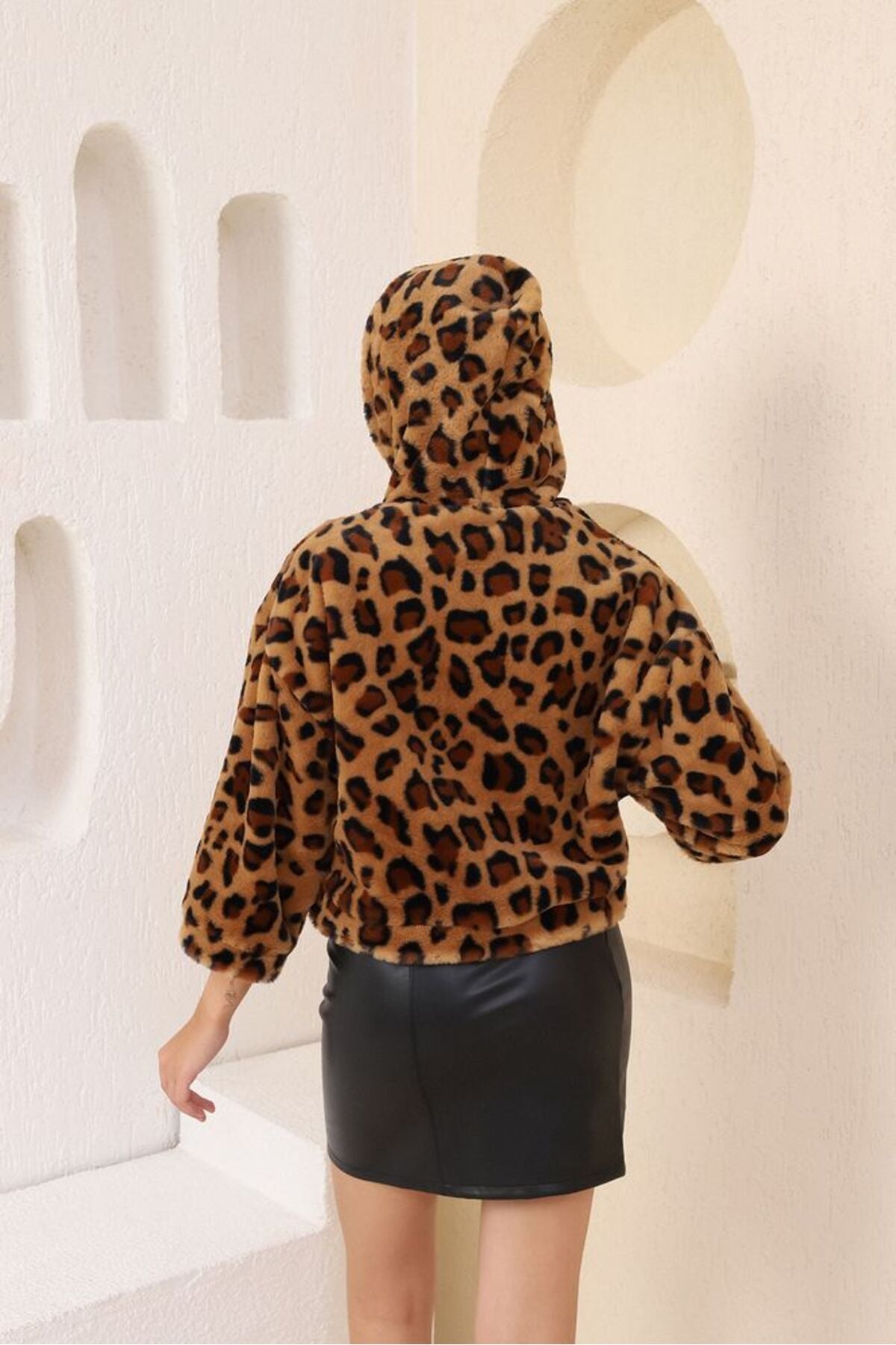 Peluş Mont | F1484 - CAMEL SİYAH