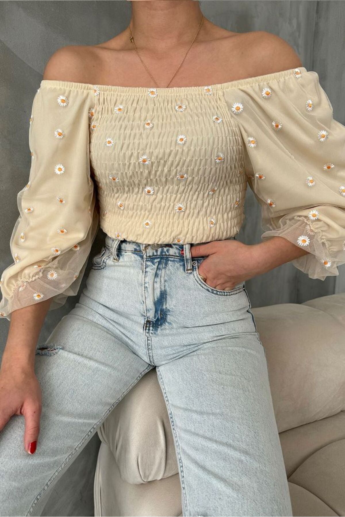 Gipeli Papatya Desenli Bluz | F0988