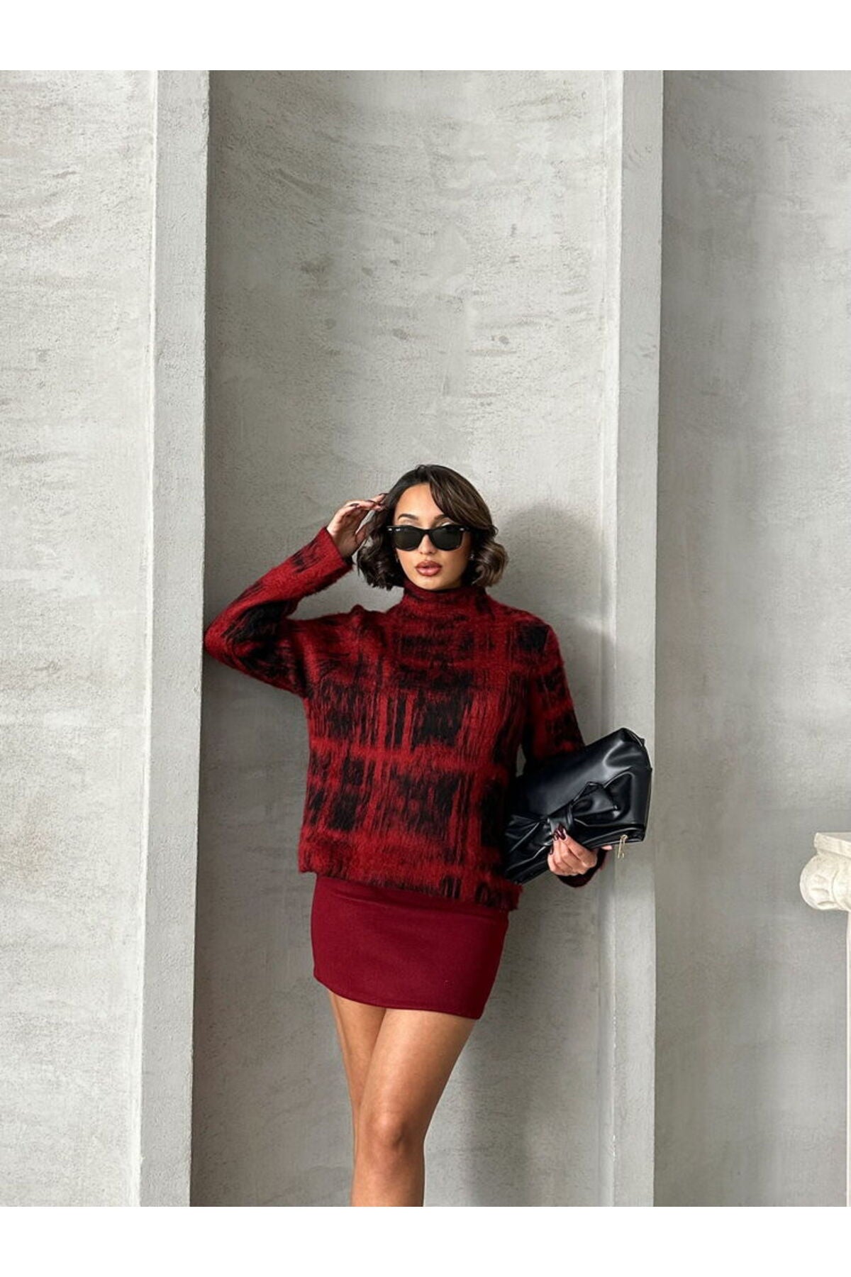 Diz Üstü Etek | F1283 - BORDO