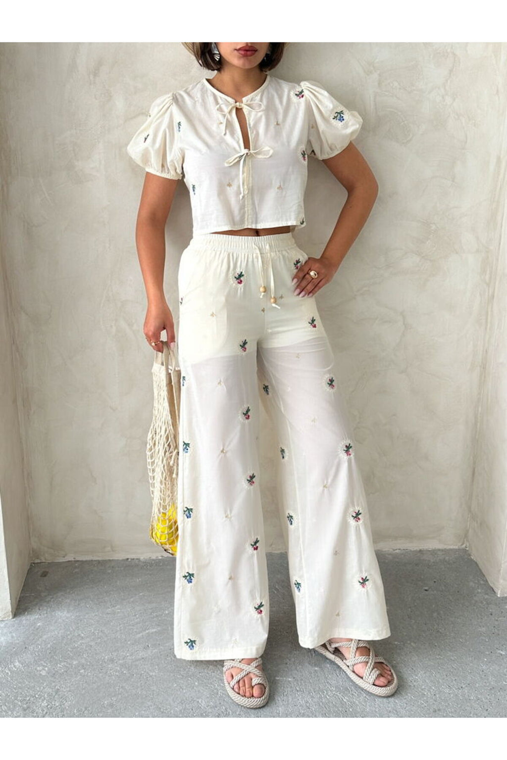 Nakışlı Pantolon | D2839 - TAŞ