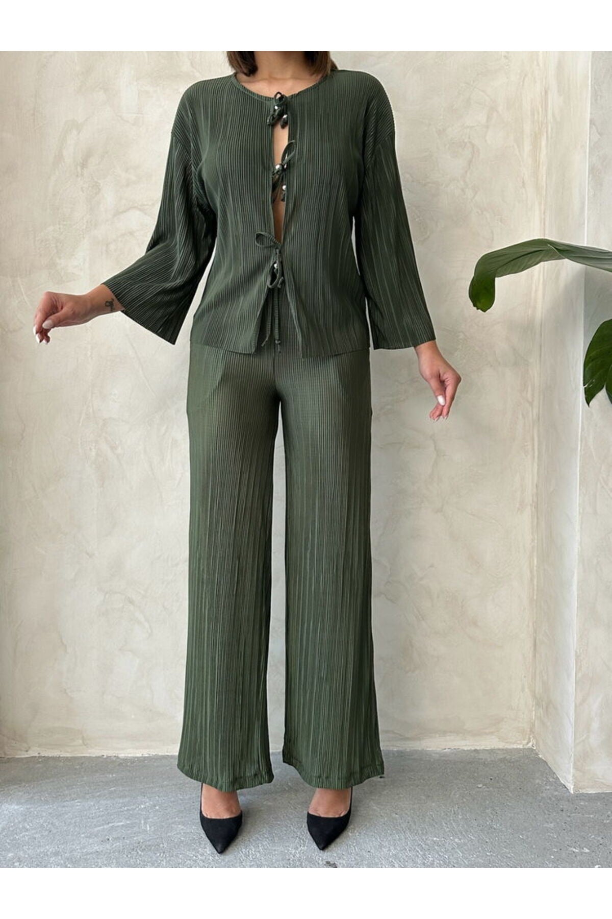 Piliseli Pantolon | D2387 - FUŞYA
