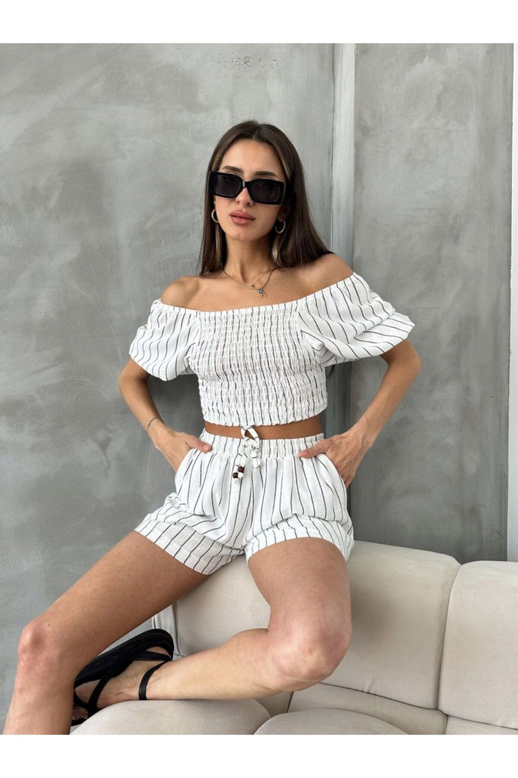 Çizgili Gipeli Bluz | D2676