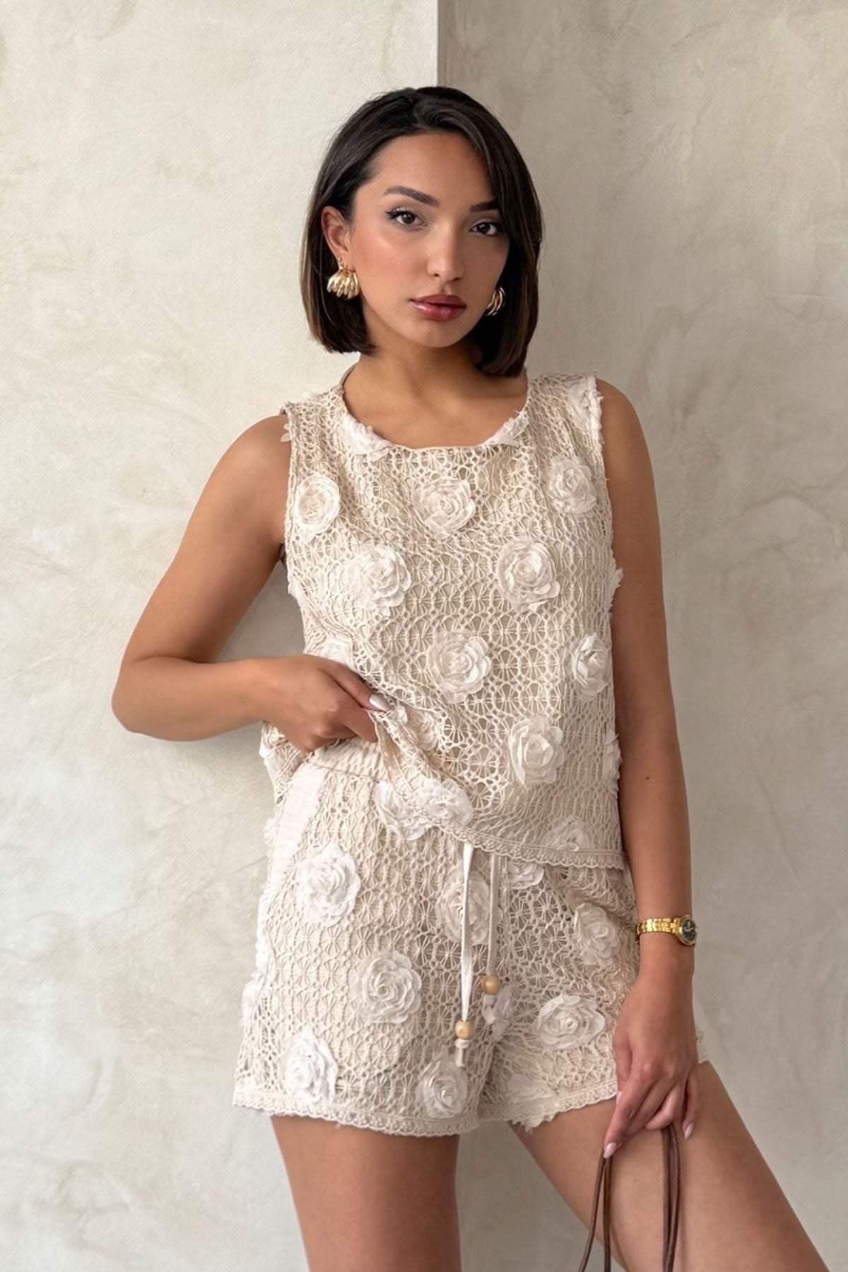 ÇİÇEKLİ DANTEL ŞORT | D2897