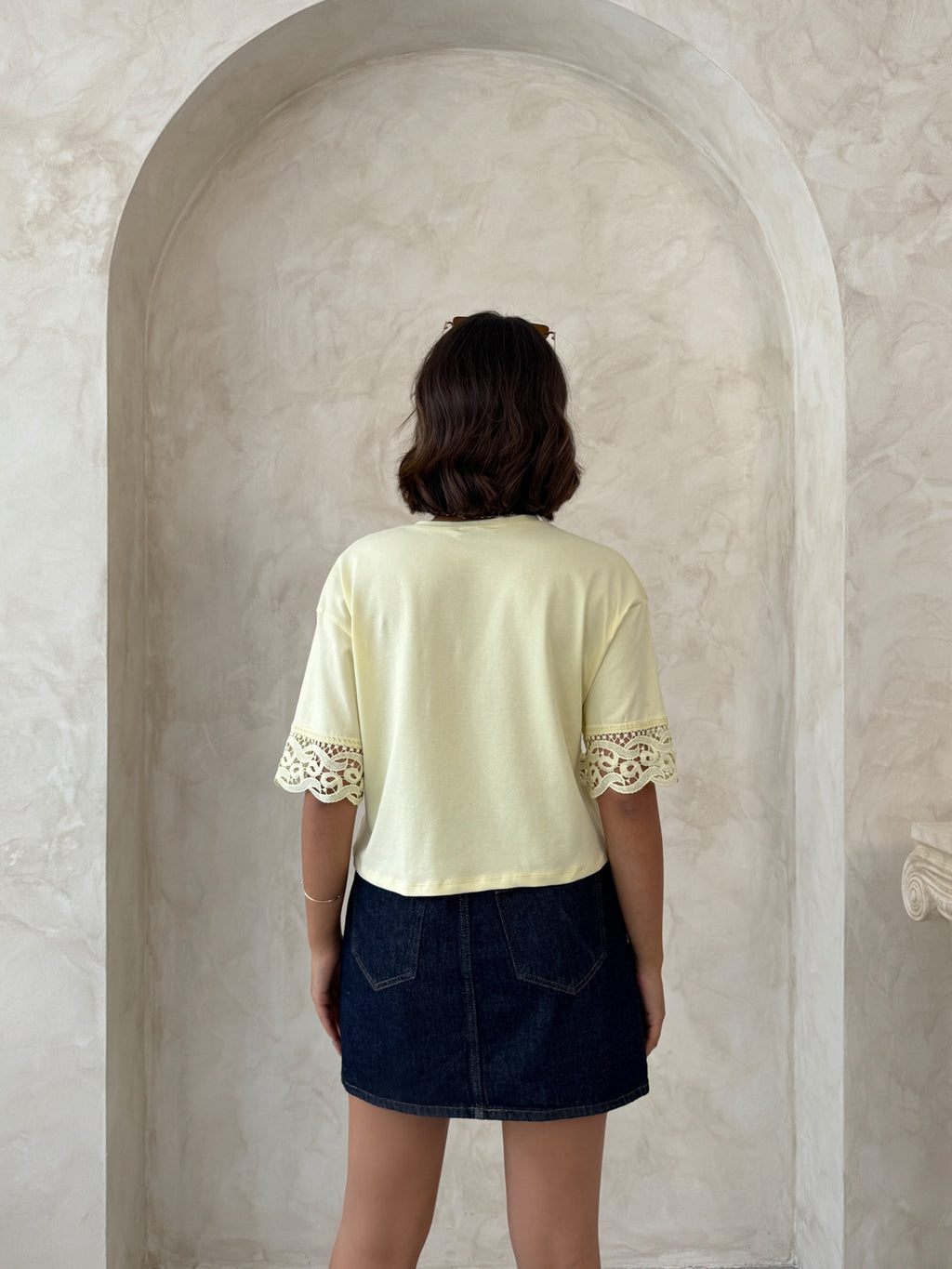 Dantel Detaylı Crop Tişört - | D2705