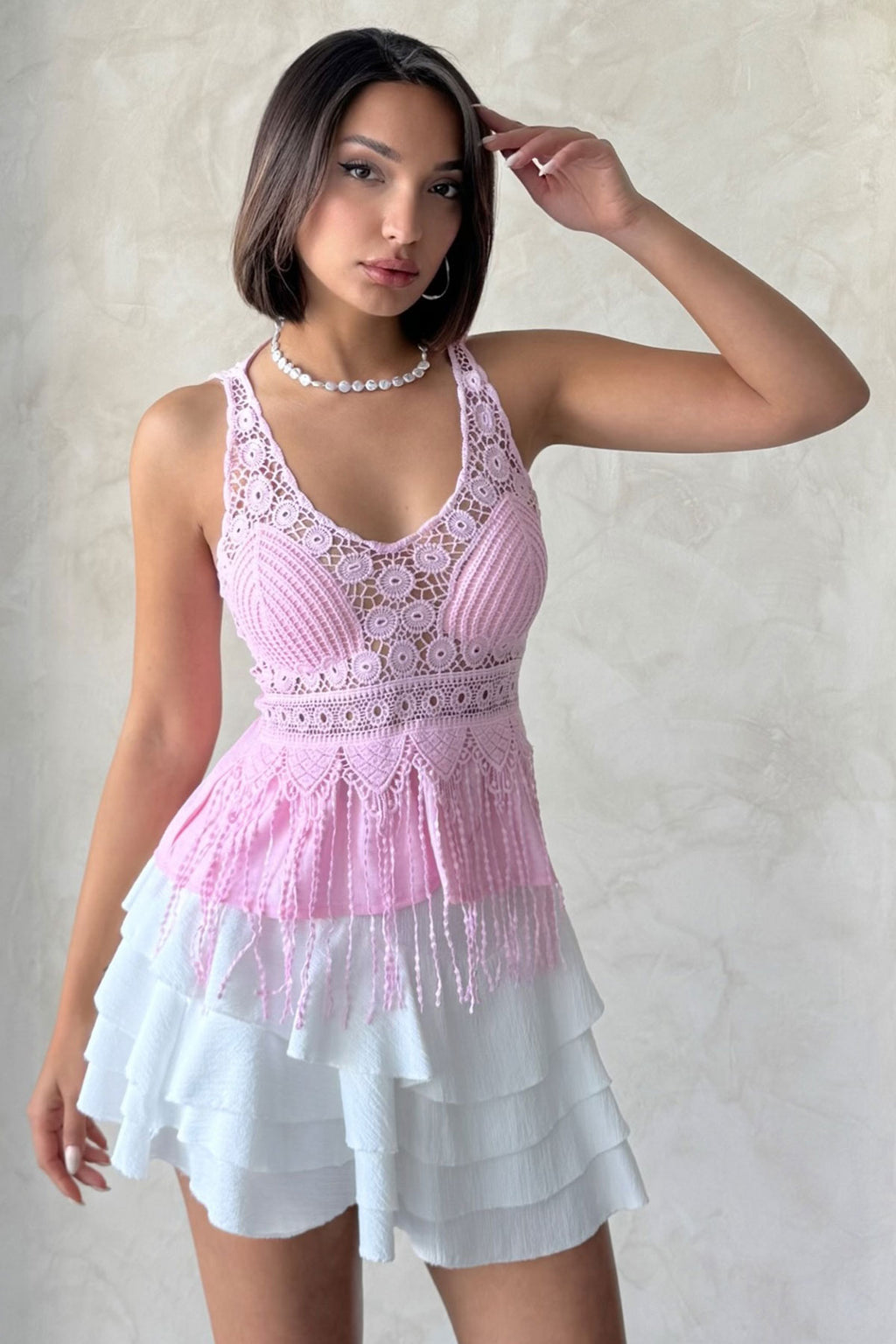Güpür Detaylı Askılı Bluz| D2892