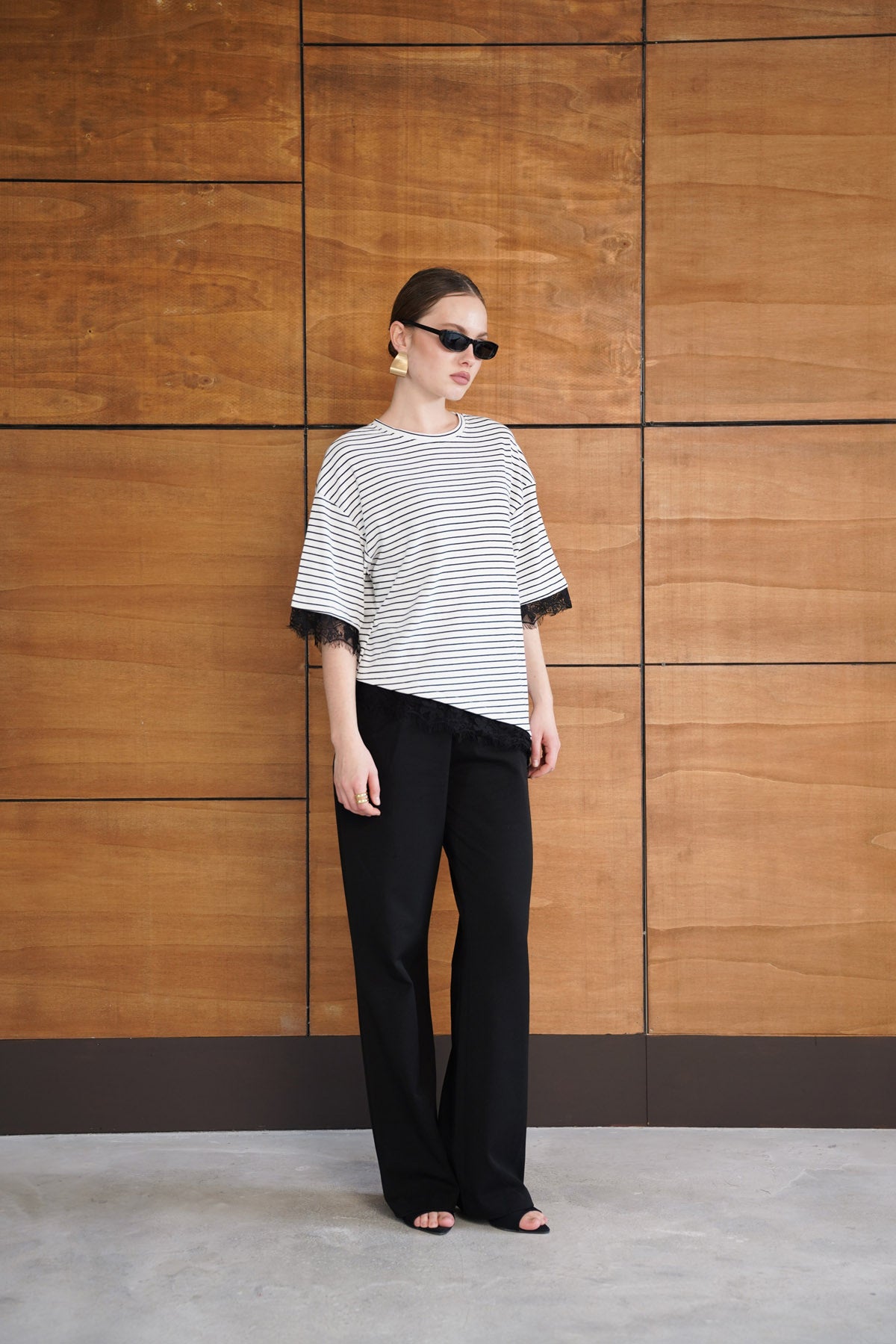 KOL VE ETEK UCU DANTEL T SHIRT | D2988