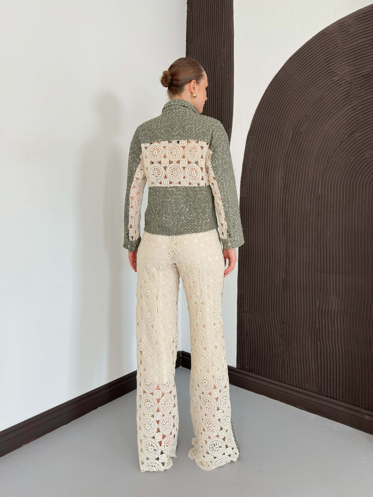 Kot Detaylı Dantel Pantolon | F1759