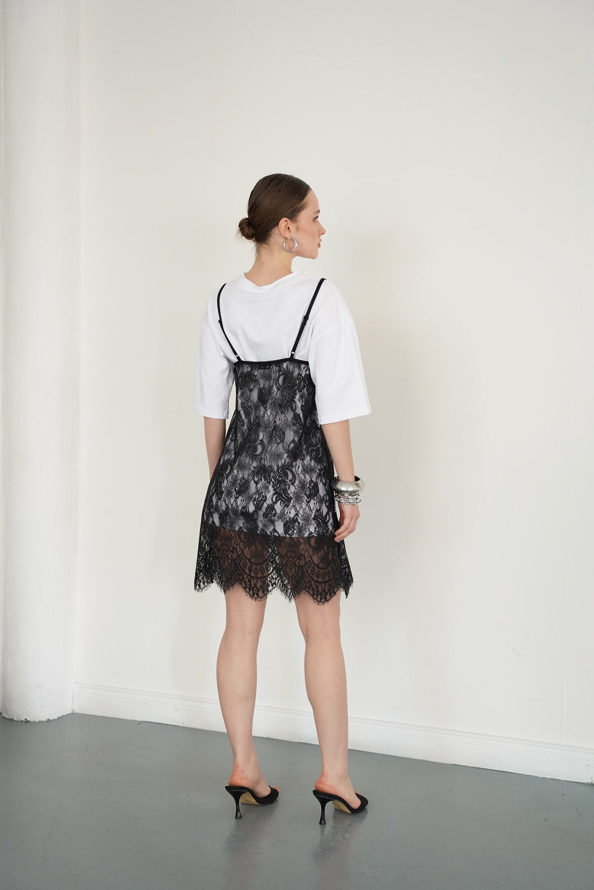Penye Tunik Üstü Dantelli Elbise  | D2950