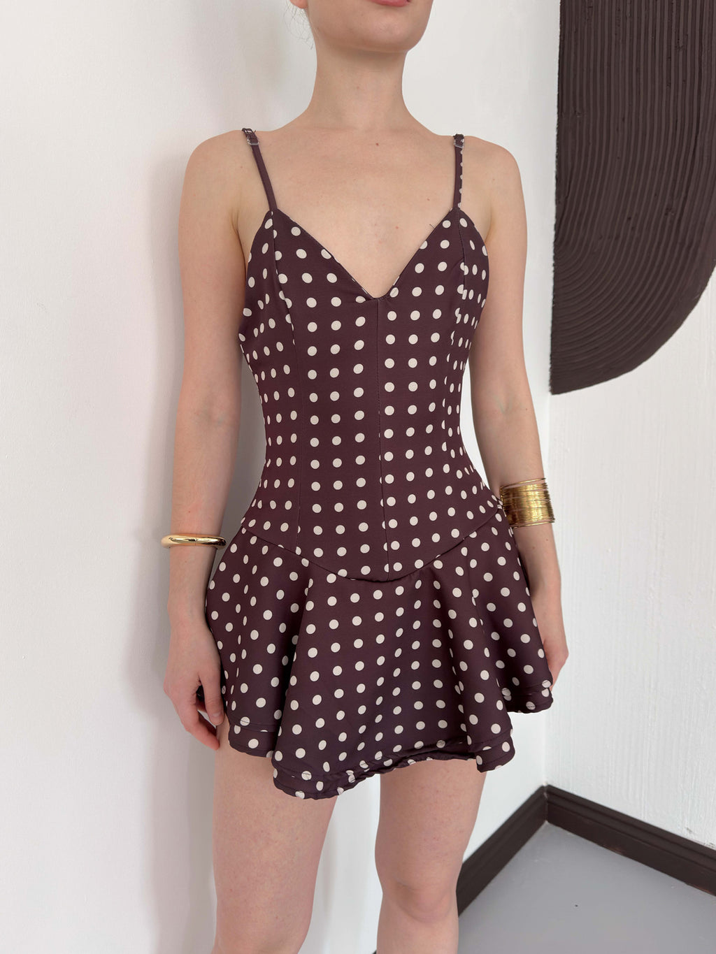 Puantiyeli Askılı Mini Elbise | D3003