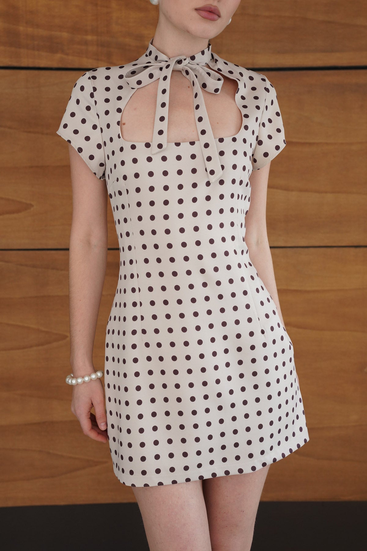 Puantiyeli Saten Elbise | D2978