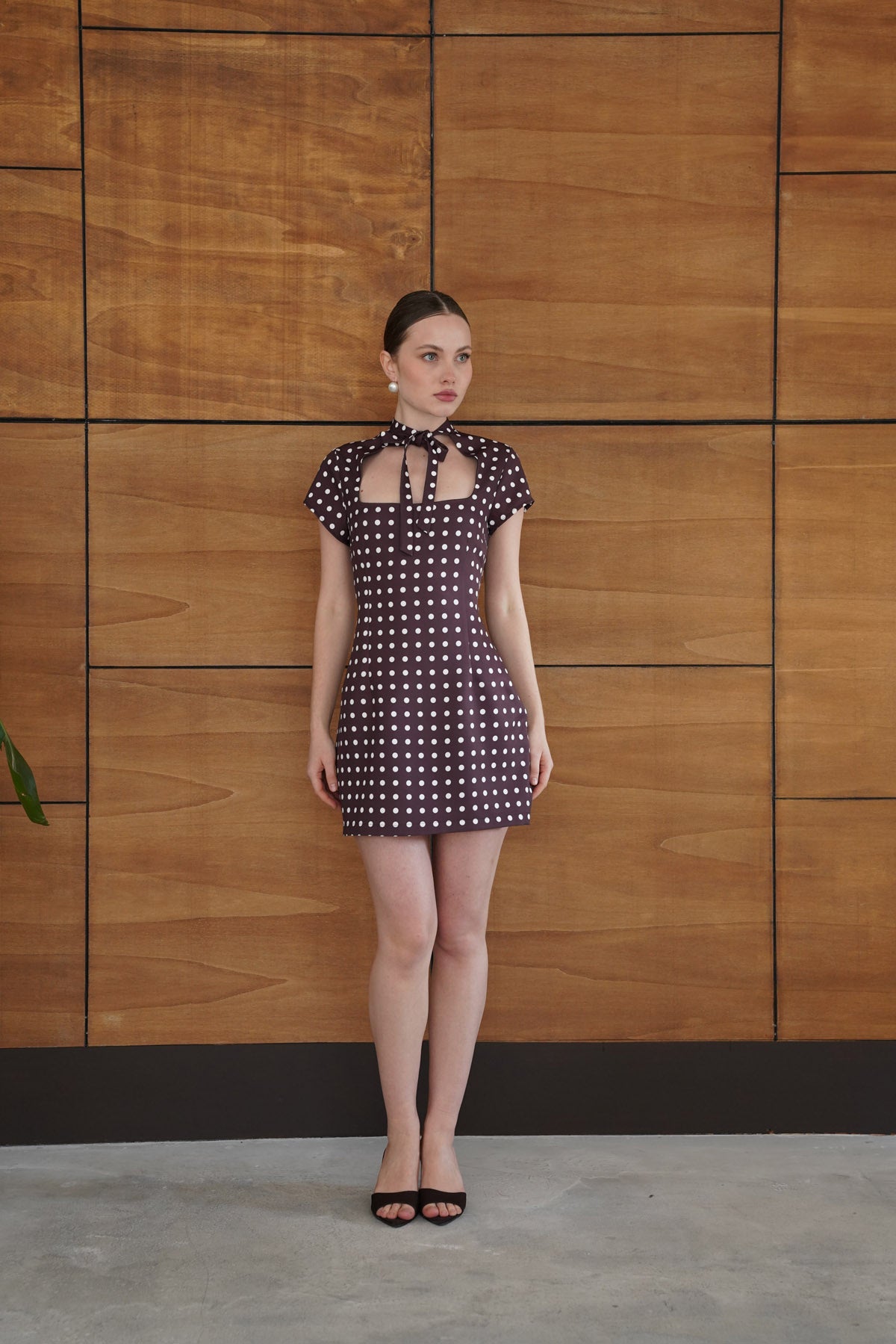 Puantiyeli Saten Elbise | D2978