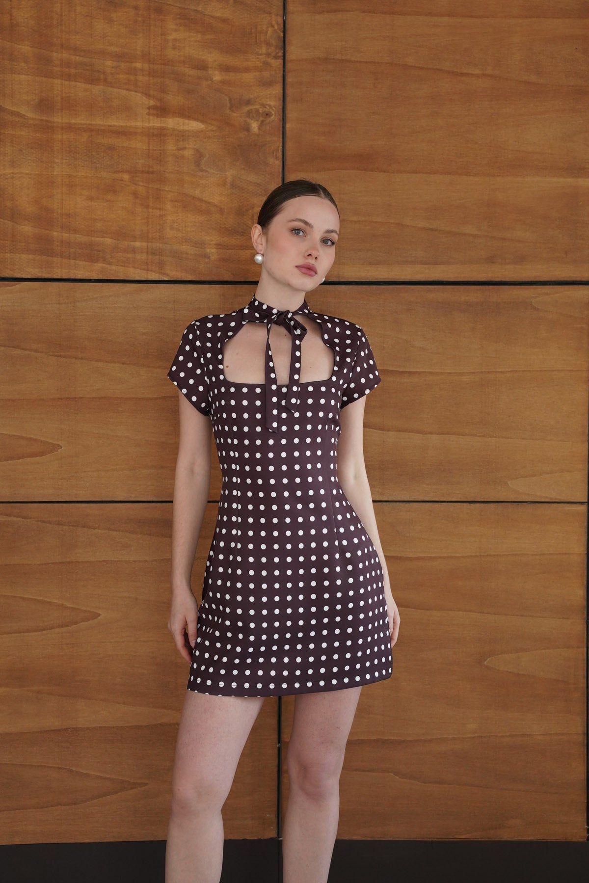 Puantiyeli Saten Elbise | D2978