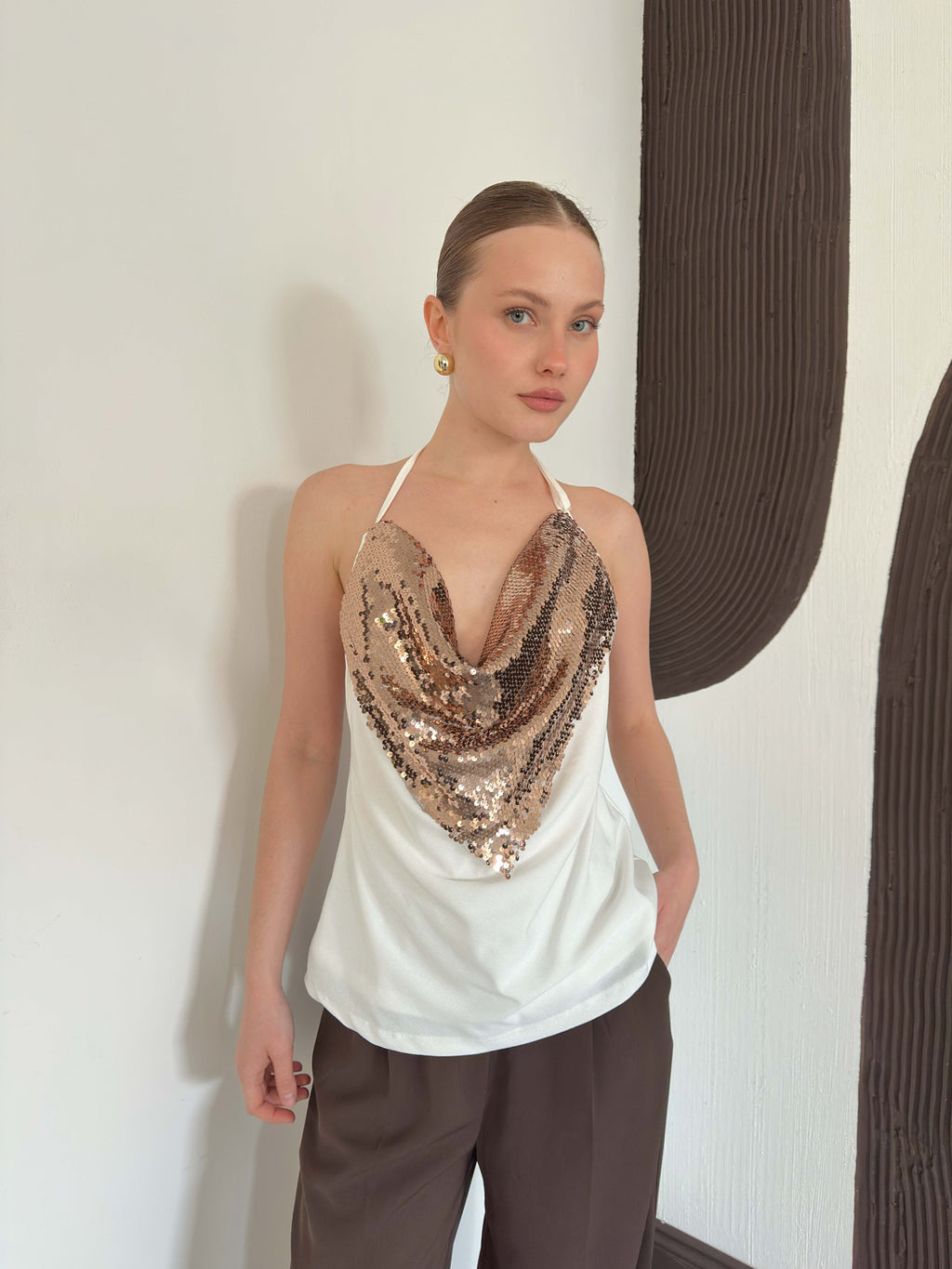 Pullu Askılı Bluz  | D3079