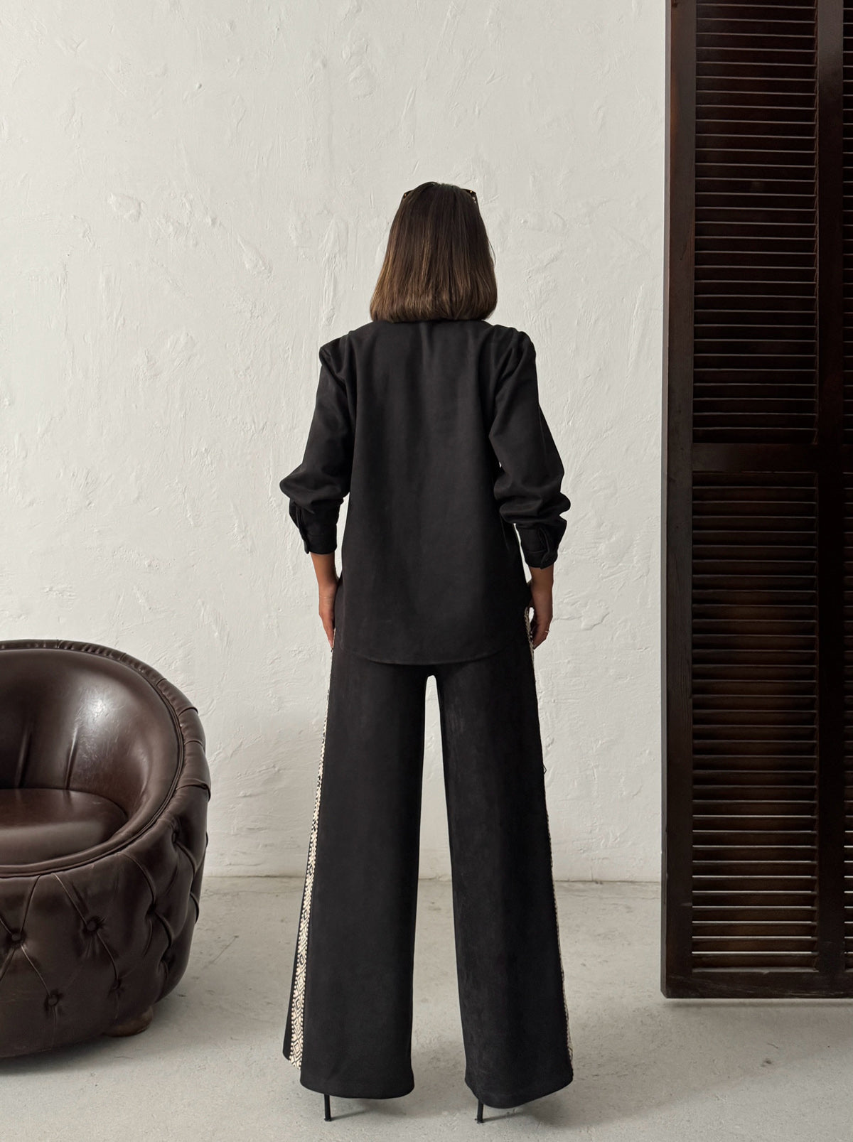 Şerit Detaylı Scuba Süet Pantolon | F1972