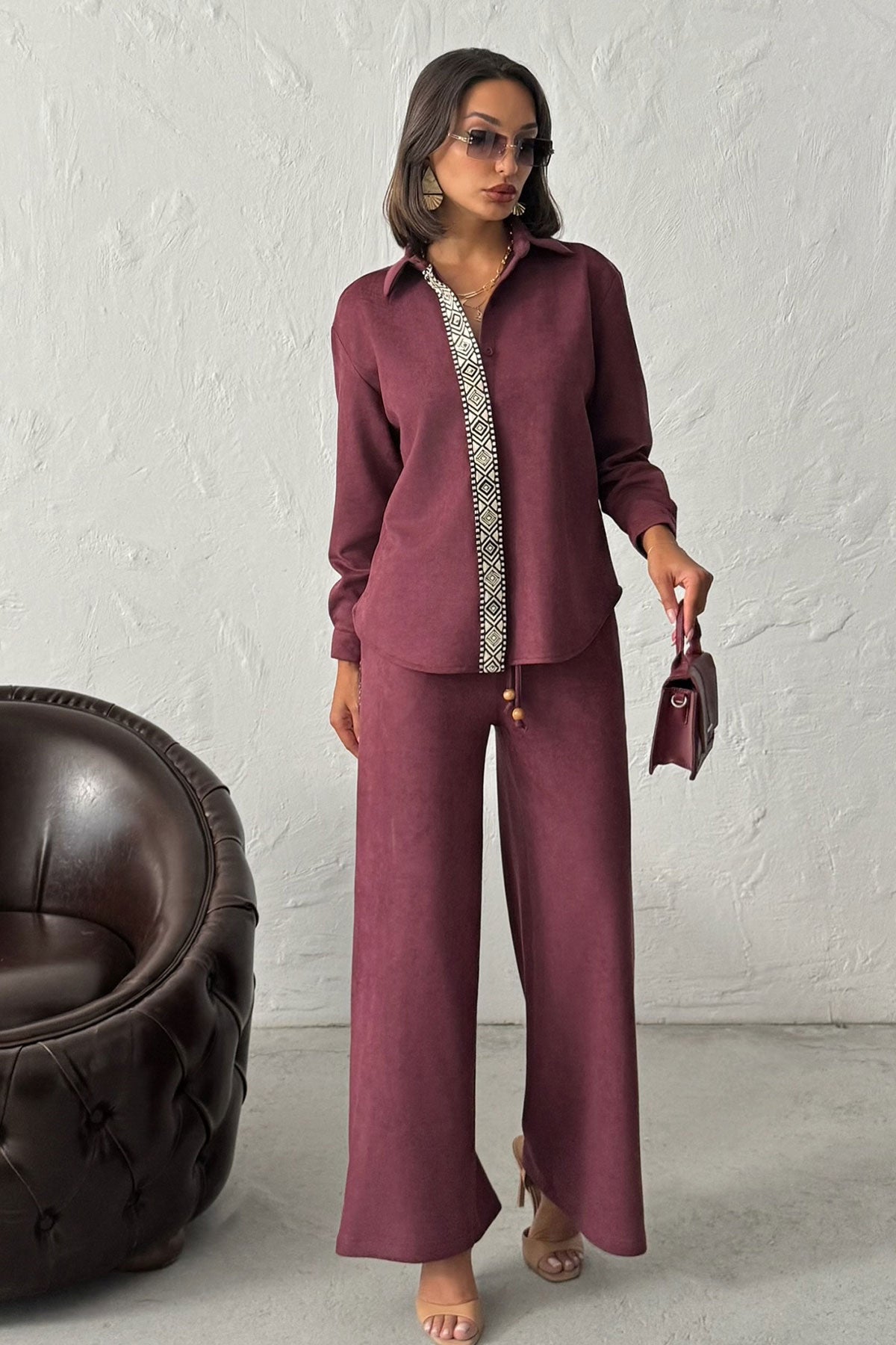 Şerit Detaylı Scuba Süet Pantolon | F1972