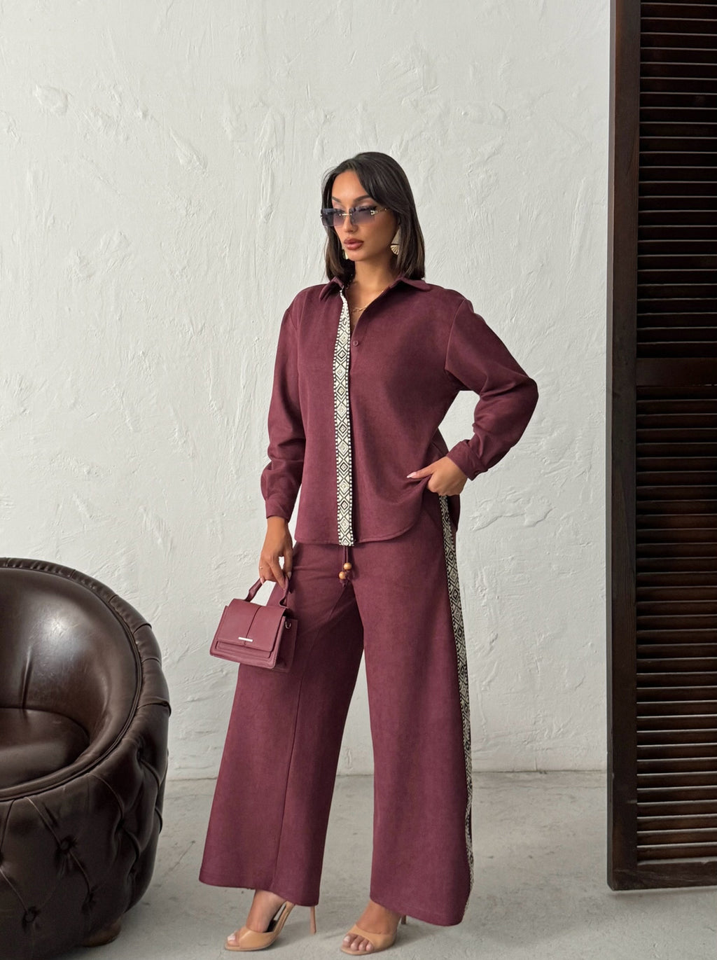 Şerit Detaylı Scuba Süet Pantolon | F1972