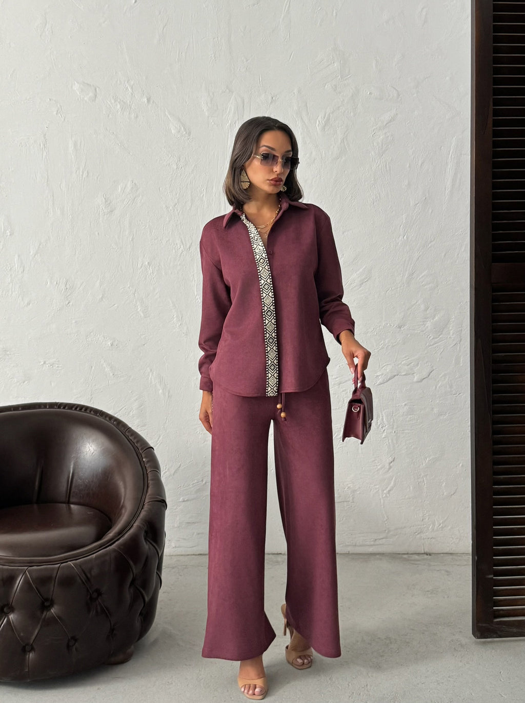 Şerit Detaylı Scuba Süet Pantolon | F1972