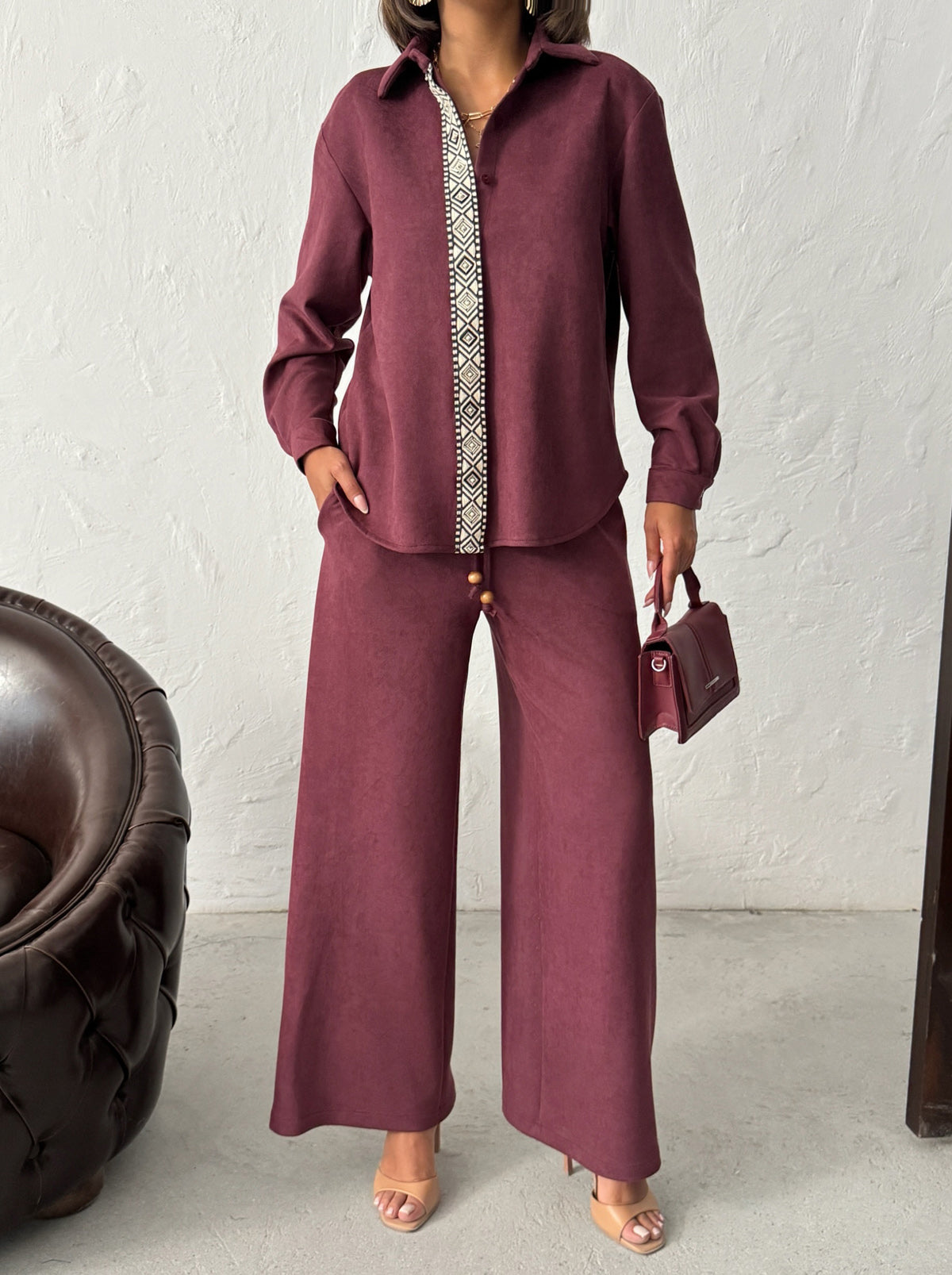Şerit Detaylı Scuba Süet Pantolon | F1972